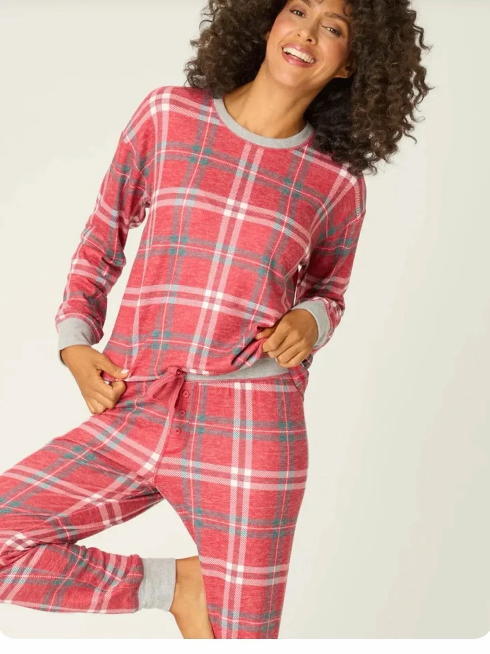 PJ Salvage Lets Get Toasty Samba Red Plaid Pajama Set NWT